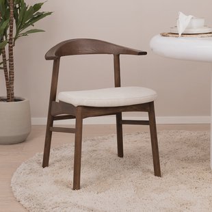 Kave Home Eetkamerstoel 'Timons' Eikenhout en chenille, kleur Walnoot