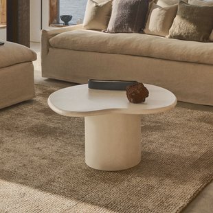 Kave Home Organische Salontafel 'Macarella' Cement, 83 x 77cm, kleur Wit