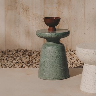 Kave Home Ronde Bijzettafel 'Mesquida' Terrazzo, 39cm, kleur Groen