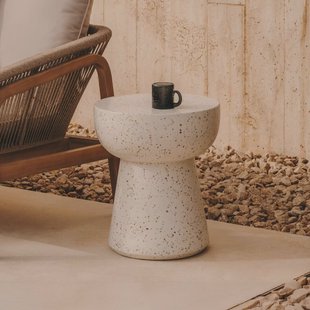 Kave Home Ronde Bijzettafel 'Pada' Terrazzo, 40cm, kleur Wit