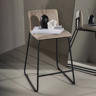 Nohr Barkruk 'Sheridan' Microvezel, kleur Beige (zithoogte 64cm)