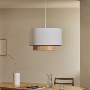 Kave Home Lampenkap 'Erna' Bamboe en stof, Ø60cm