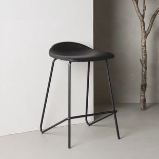 Nohr Barkruk 'Meggan' Lederlook, kleur Zwart (zithoogte 66cm)