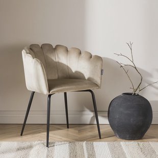 Nohr Eetkamerstoel 'Kyrstle' Met armleuning, Velvet, kleur Beige