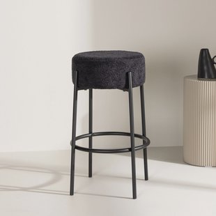 Nohr Barkruk 'Maryann' Bouclé, kleur Zwart (zithoogte 70cm)