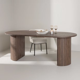 Nohr Plat Ovale Eettafel 'Adrin' 200 x 90cm, kleur Mokka