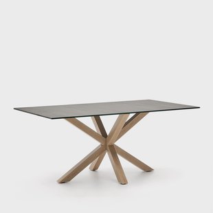 Kave Home Eettafel 'Argo' Keramiek en houtlook, 180 x 100cm, kleur Bruin