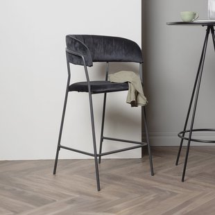 Nohr Barkruk 'Delmy' Velvet (zithoogte 61cm), kleur Zwart