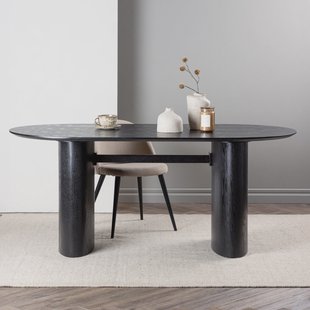 Nohr Ovale Eettafel 'Analuisa' MDF, 180 x 75cm, kleur Zwart