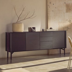 Kave Home Dressoir 'Lenon' Eikenhout, 200cm, kleur Zwart