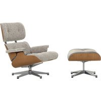 Vitra Lounge Chair & Ottoman - VitraKirscheNatur - Nubia 05 crème/donkerbruin - gepolijst