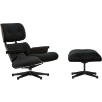 Vitra Lounge Chair & Ottoman - VitraKastanieSchwarz - Nubia 11 antraciet/zwart - basic dark gepoedercoat