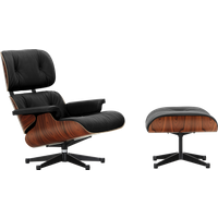Vitra Lounge Chair & Ottoman - Santos palisander - Leder Premium F nero - gepolijst/ zijkanten zwart