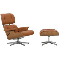 Vitra Lounge Chair & Ottoman - VitraKirscheNatur - Leder Premium F cognac  - gepolijst