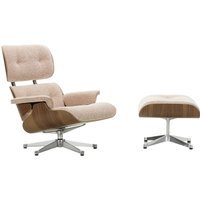 Vitra Lounge Chair & Ottoman - VitraNussbaumDunkel - Nubia ivoor/perzik - gepolijst