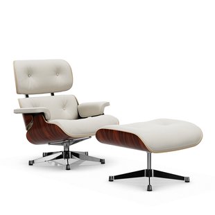 Vitra Lounge Chair & Ottoman - Santos palisander - Leder Premium F snow - gepolijst