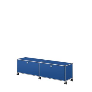 USM Haller Lowboard  2 x 1 - 2 kleppen - 27 gentiaanblauw - Zachte wieltjes voor harde bodem