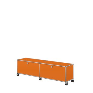 USM Haller Lowboard  2 x 1 - 2 kleppen - 26 zuiveroranje - Zachte wieltjes voor harde bodem