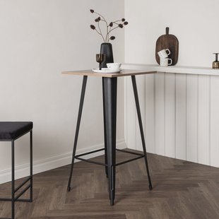 Nohr Vierkante Bartafel 'Jerae' 60 x 60cm, kleur Walnoot/Zwart