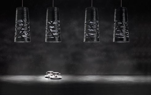 Foscarini Tress hanglamp - zwart - Halogeen - niet dimbaar - mini Ø20 x 43 cm