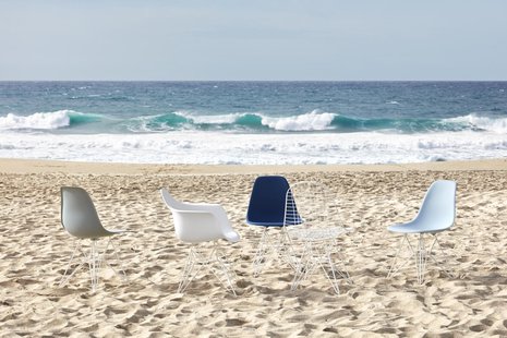 Vitra DSR Eames Plastic Side Chair - verchroomd - kiezelsteen RE