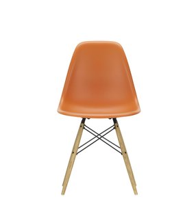 Vitra DSW Eames Plastic Side Chair - honingkleurig essenhout - roestoranje RE