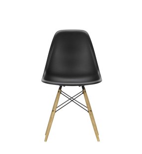 Vitra DSW Eames Plastic Side Chair - honingkleurig essenhout - diepzwart RE