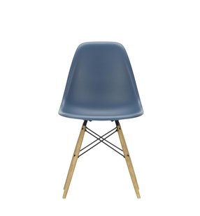 Vitra DSW Eames Plastic Side Chair - honingkleurig essenhout - zeeblauw RE