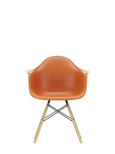 Vitra DAW Eames Plastic Armchair - gelige esdoorn - roestoranje RE