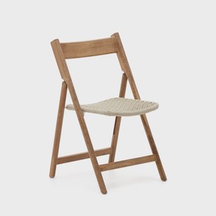 Kave Home Inklapbare Tuinstoel 'Dandara' Acaciahout en touw, kleur Wit