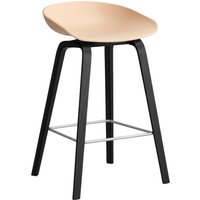HAY About a Stool AAS 32 - voetbank roestvrij staal - Zithoogte 65 cm - kunststofglijders - pale peach 2.0 - zwarte lak op waterbasis