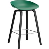 HAY About a Stool AAS 32 - kunststofglijders - Zithoogte 65 cm - voetbank roestvrij staal - zwarte lak op waterbasis - teal green 2.0