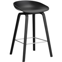HAY About a Stool AAS 32 - kunststofglijders - Zithoogte 65 cm - voetbank roestvrij staal - zwarte lak op waterbasis - black 2.0