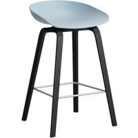 HAY About a Stool AAS 32 - viltglijders - Zithoogte 65 cm - voetbank roestvrij staal - zwarte lak op waterbasis - slate blue 2.0