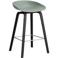 HAY About a Stool AAS 32 - viltglijders - Zithoogte 65 cm - voetbank roestvrij staal - zwarte lak op waterbasis - fall green 2.0