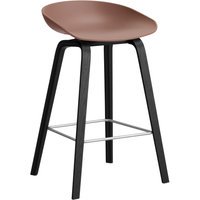 HAY About a Stool AAS 32 - viltglijders - Zithoogte 65 cm - voetbank roestvrij staal - zwarte lak op waterbasis - soft brick 2.0