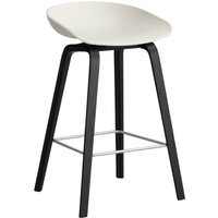 HAY About a Stool AAS 32 - viltglijders - Zithoogte 65 cm - voetbank roestvrij staal - zwarte lak op waterbasis - melange cream 2.0