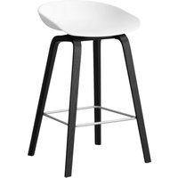 HAY About a Stool AAS 32 - viltglijders - Zithoogte 65 cm - voetbank roestvrij staal - zwarte lak op waterbasis - white 2.0