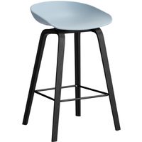 HAY About a Stool AAS 32 - kunststofglijders - Zithoogte 65 cm - voetbank zwart - zwarte lak op waterbasis - slate blue 2.0
