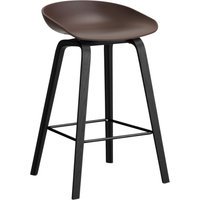 HAY About a Stool AAS 32 - kunststofglijders - Zithoogte 65 cm - voetbank zwart - zwarte lak op waterbasis - raisin 2.0