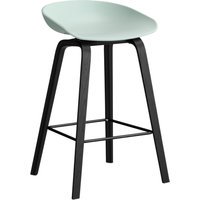 HAY About a Stool AAS 32 - dusty mint 2.0 - zwarte lak op waterbasis - voetbank zwart - Zithoogte 65 cm - kunststofglijders