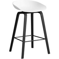HAY About a Stool AAS 32 - kunststofglijders - Zithoogte 65 cm - voetbank zwart - zwarte lak op waterbasis - white 2.0