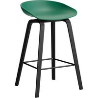 HAY About a Stool AAS 32 - viltglijders - Zithoogte 65 cm - voetbank zwart - zwarte lak op waterbasis - teal green 2.0