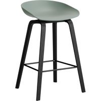 HAY About a Stool AAS 32 - viltglijders - Zithoogte 65 cm - voetbank zwart - zwarte lak op waterbasis - fall green 2.0