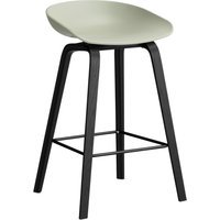 HAY About a Stool AAS 32 - voetbank zwart - Zithoogte 65 cm - viltglijders - pastel green 2.0 - zwarte lak op waterbasis