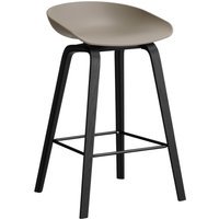 HAY About a Stool AAS 32 - viltglijders - Zithoogte 65 cm - voetbank zwart - zwarte lak op waterbasis - khaki 2.0
