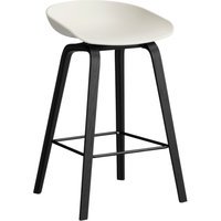 HAY About a Stool AAS 32 - voetbank zwart - Zithoogte 65 cm - viltglijders - melange cream 2.0 - zwarte lak op waterbasis