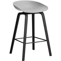 HAY About a Stool AAS 32 - viltglijders - Zithoogte 65 cm - voetbank zwart - zwarte lak op waterbasis - concrete grey 2.0