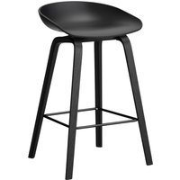 HAY About a Stool AAS 32 - viltglijders - Zithoogte 65 cm - voetbank zwart - zwarte lak op waterbasis - black 2.0