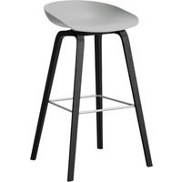 HAY About a Stool AAS 32 - kunststofglijders - Zithoogte 75 cm - voetbank roestvrij staal - zwarte lak op waterbasis - concrete grey 2.0